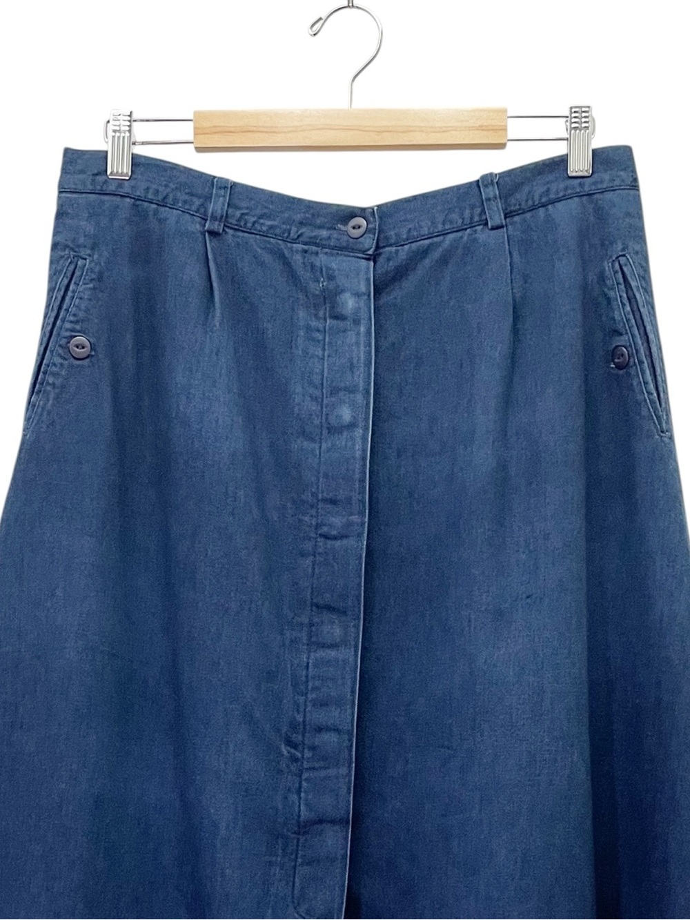 Vintage Pendleton Denim Maxi Skirt 16W Blue Cotton Button Front USA A-Line - Picture 5 of 10